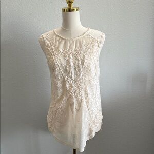 Free People Boho Crochet Lace Tunic Sleeveless Top Size  Medium